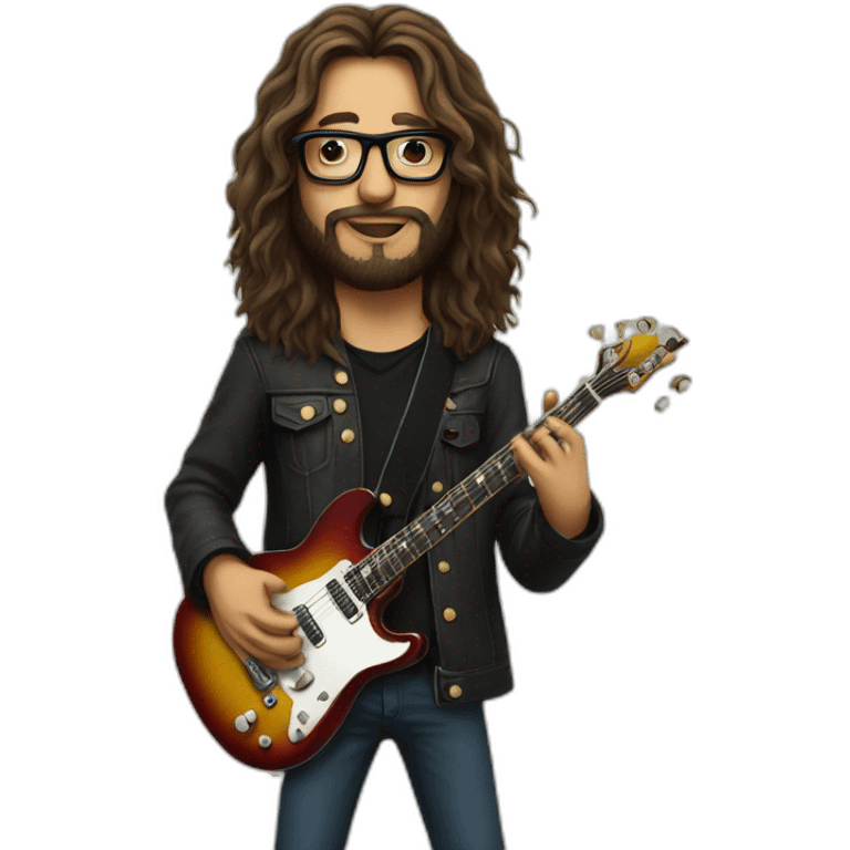 Long hair guitariste with glasses emoji