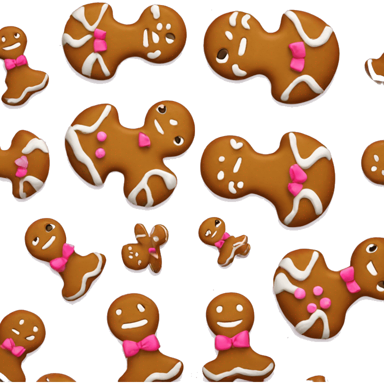 Gingerbread man with pink bow emoji