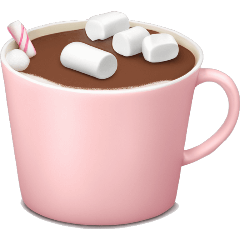 Light Pink mug of hot chocolate with marshmallows  emoji