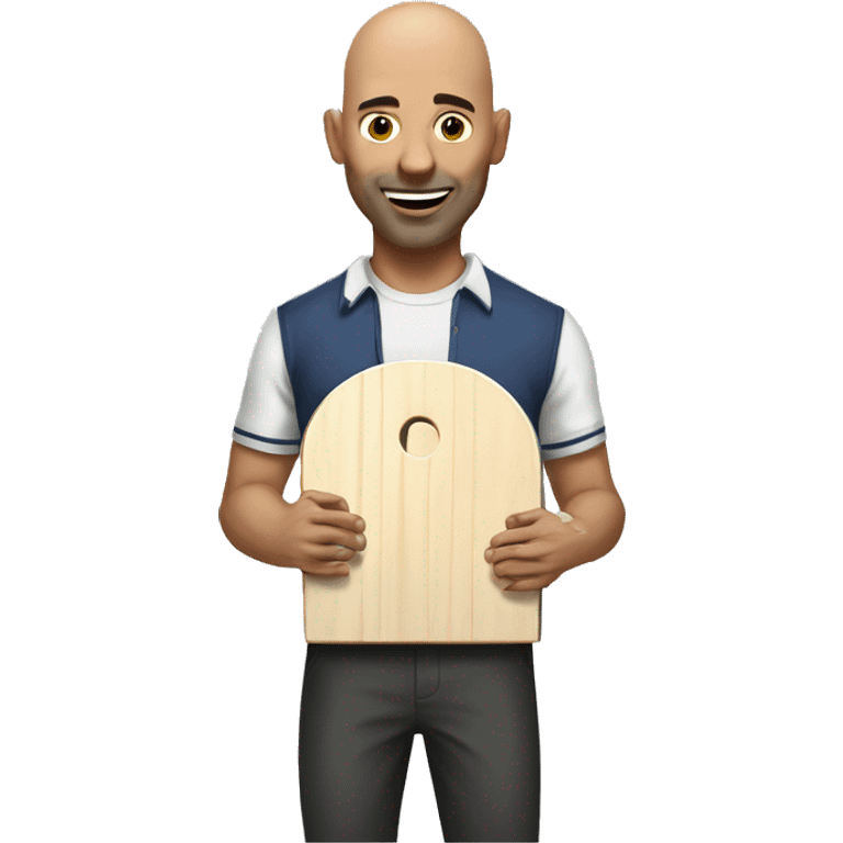 Bald man playing cornhole emoji