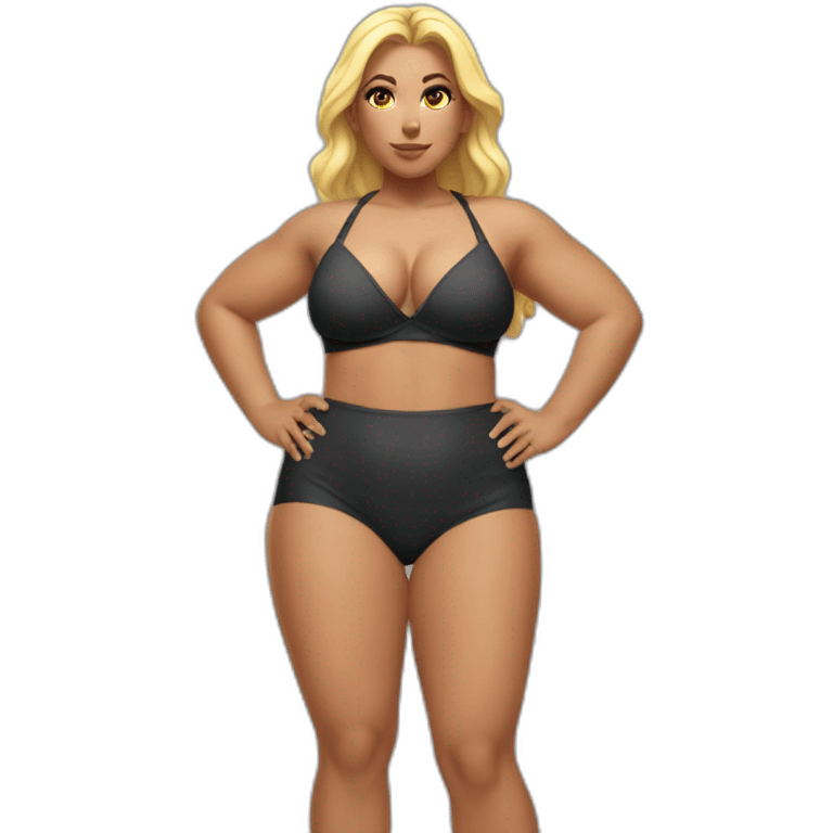 Slim-thicc Caucasian woman bikini superhero pose (beach body) emoji