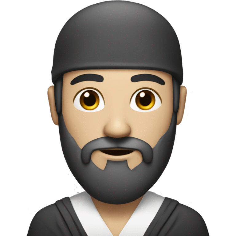 Guru with white skin and dark beard emoji