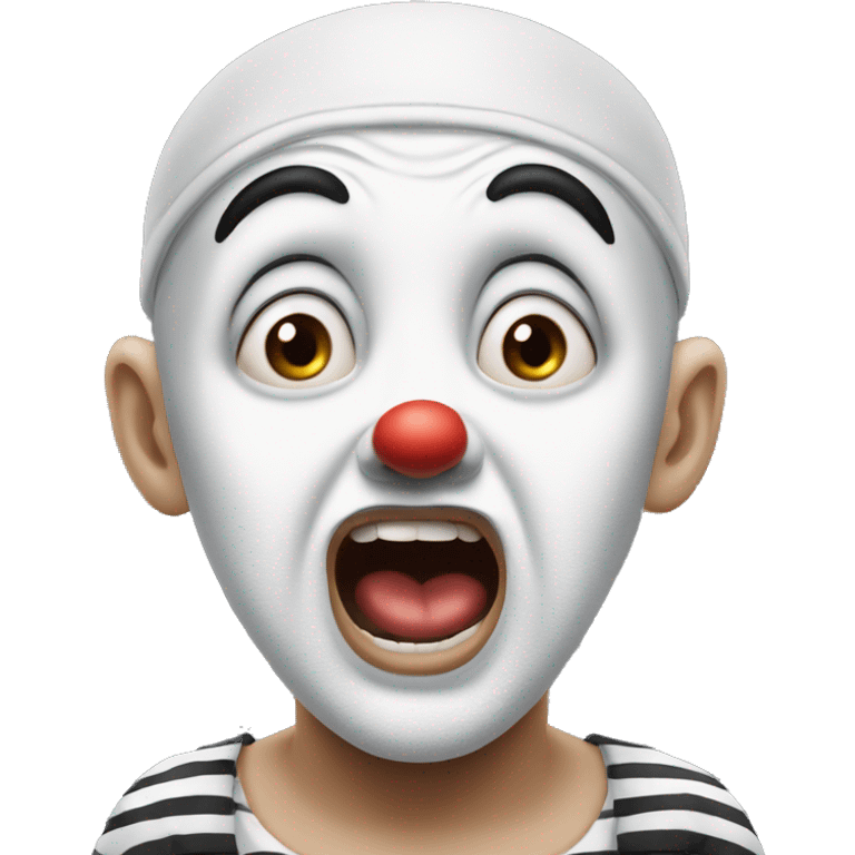 photorealistic The French Mime is in shocked emoji