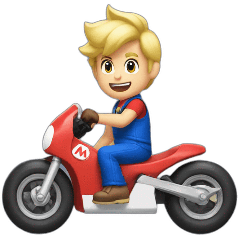 Blonde boy playing Mario kart emoji