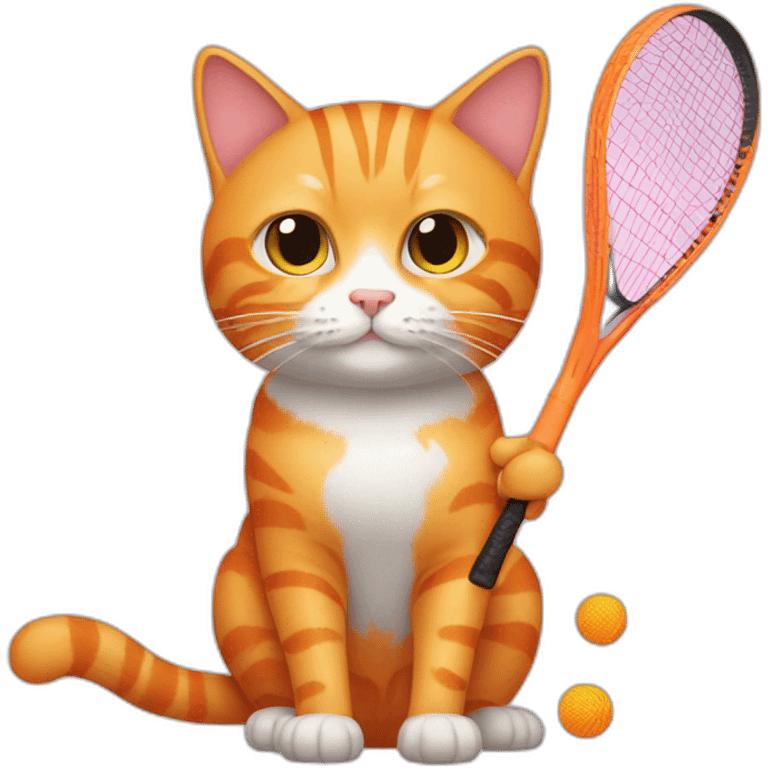 À orange cat with badminton racket emoji