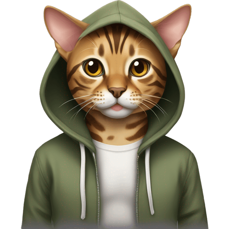 Bengal cat with hoodie emoji