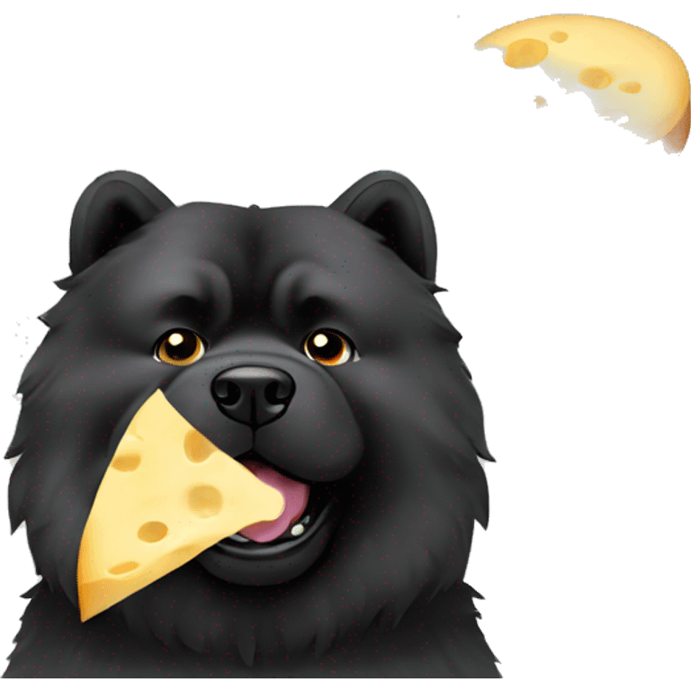 Black chow chow eats cheese emoji