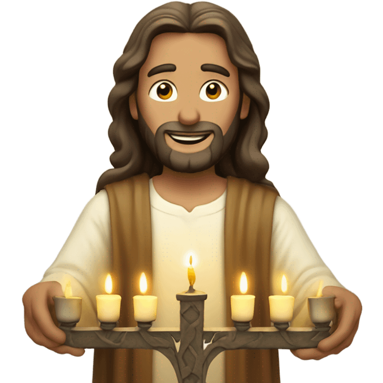 Jesus lighting a menorah emoji