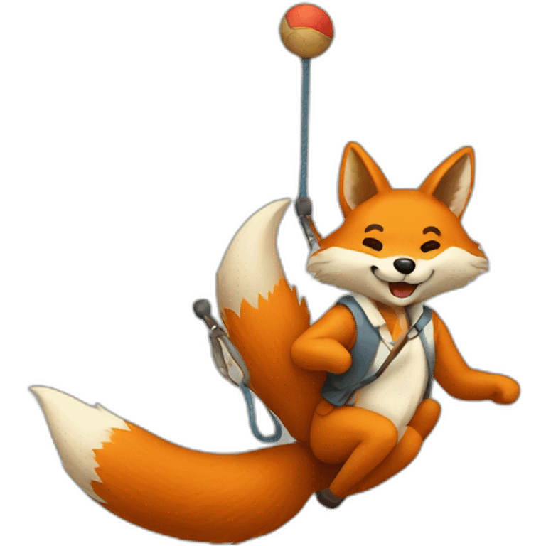 Man riding a fox swinging a yoyo.  emoji