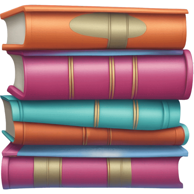 A stack or books with the colours red, teal, magenta, light blue and orange emoji