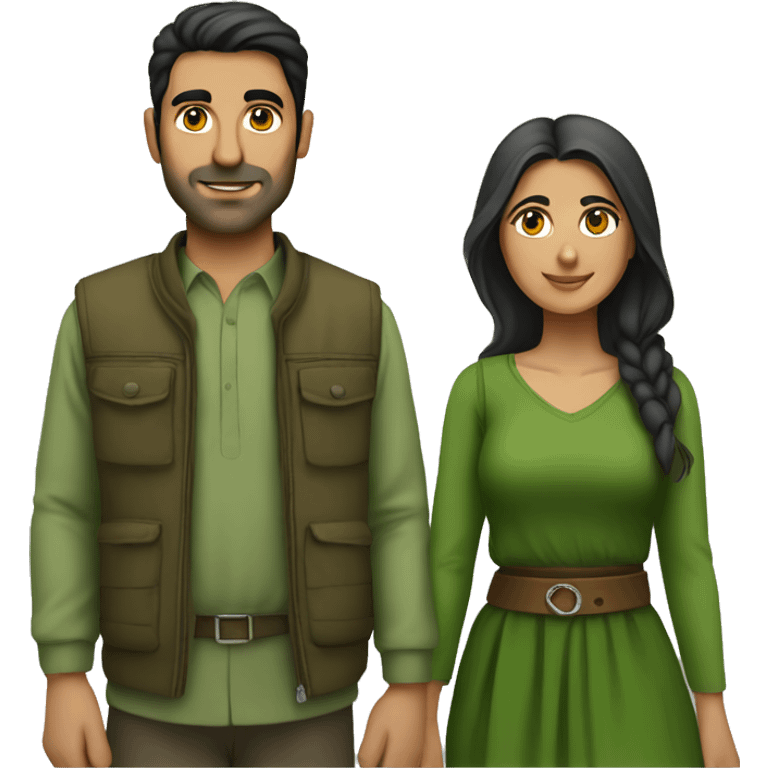 Kurdish couple, green clothes  emoji