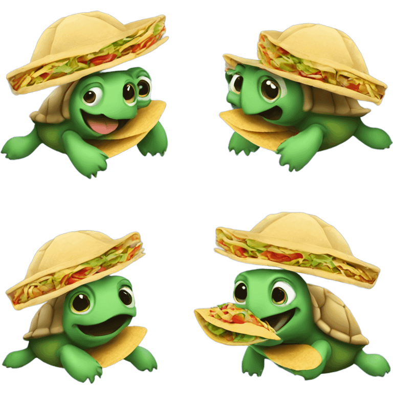 Turtle eating taco juggling  emoji