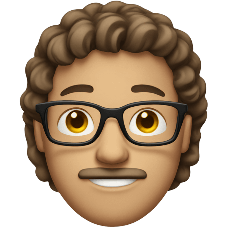 Brown hair guy with glasses and mustache emoji