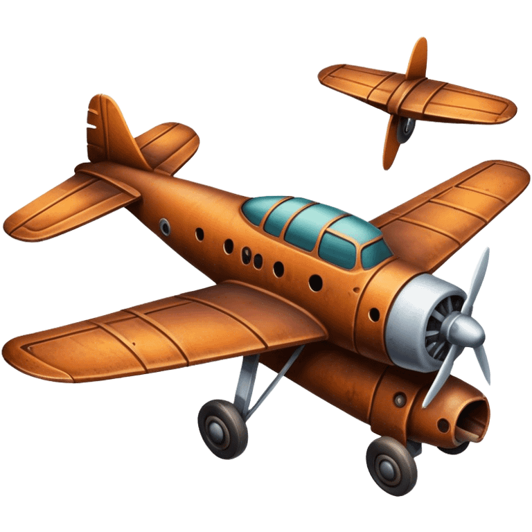 Old style rusty plane, bottom view emoji