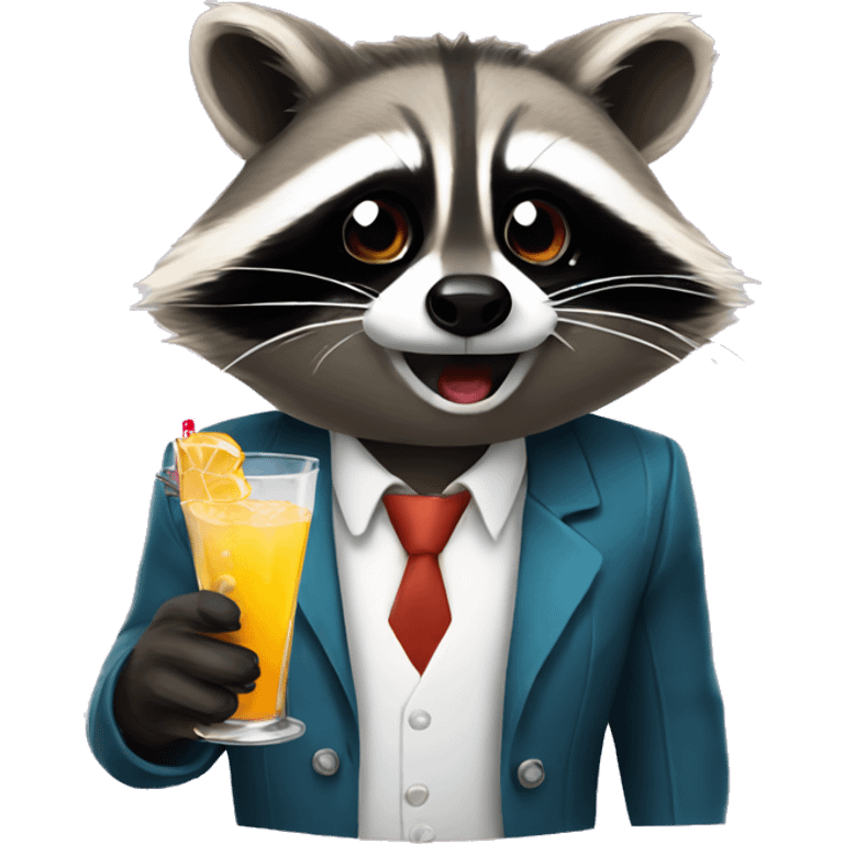 Raccoon drinking cocktails  emoji