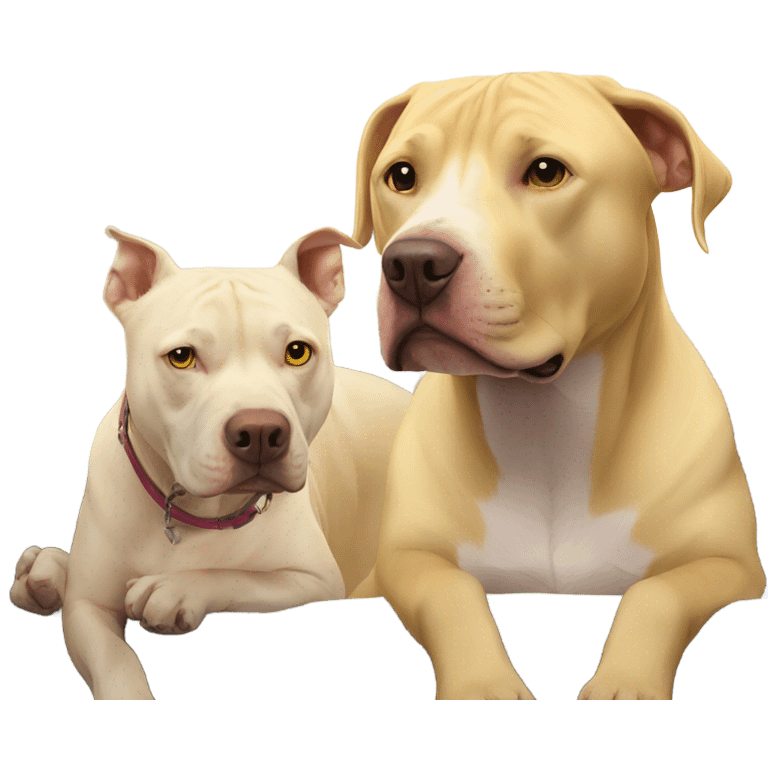 Fond color pitbull and yellow lab hanging out emoji