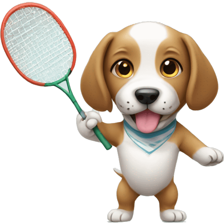 Puppy playing badminton emoji