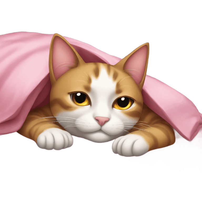 Glamorous cat sleeping in bed emoji