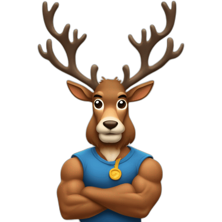 Reindeer muscular schlitz hat showing off biceps arms crossed masculine fierce emoji