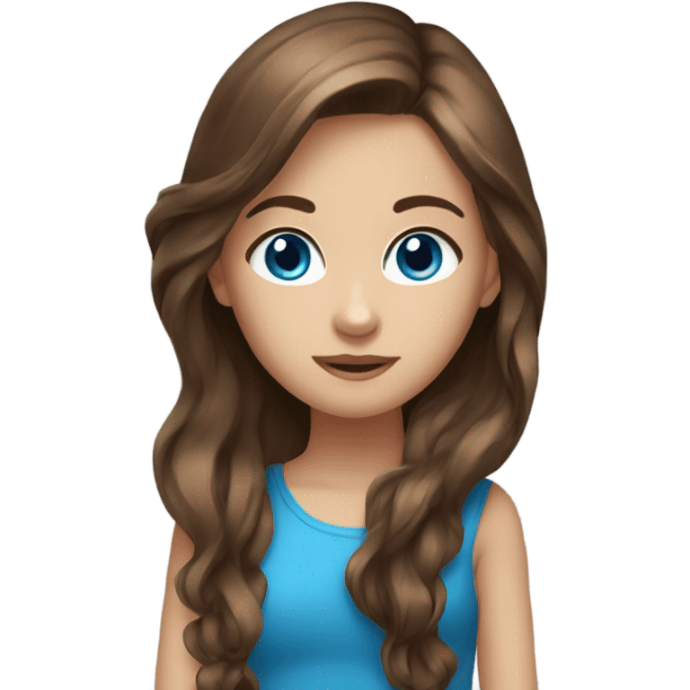 Long brown hair blue eyes girl emoji