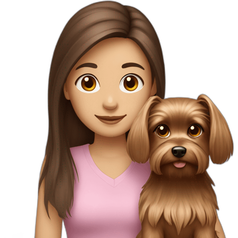 Brown hair girl with a yorkshire terrier emoji