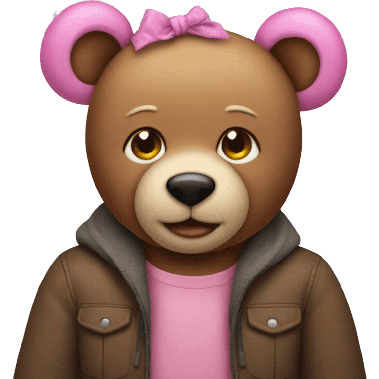 Teddy bear with pink boys on the ears  emoji