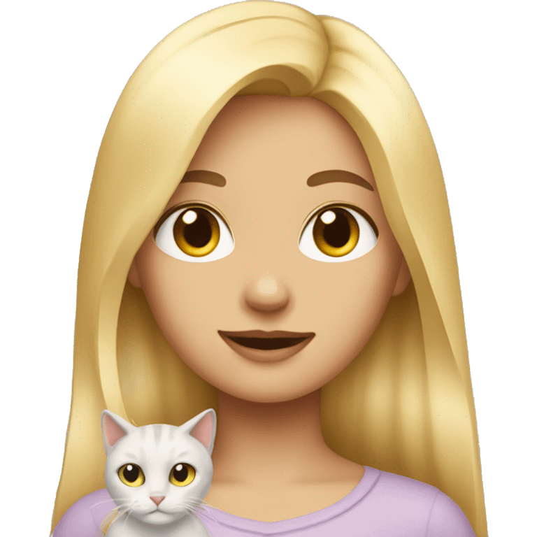 A girl with blond hair and two cats emoji