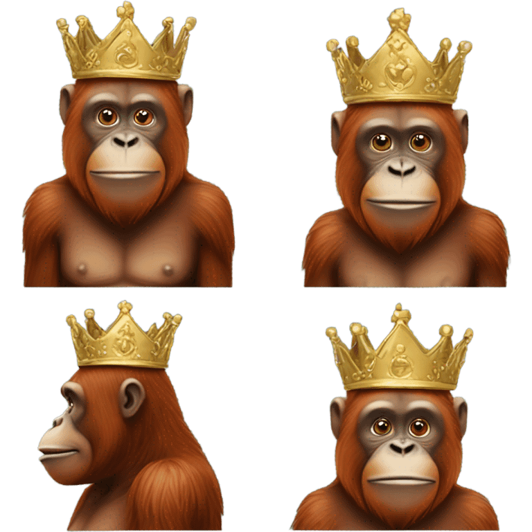 Orangutan wearing large golden crown emoji