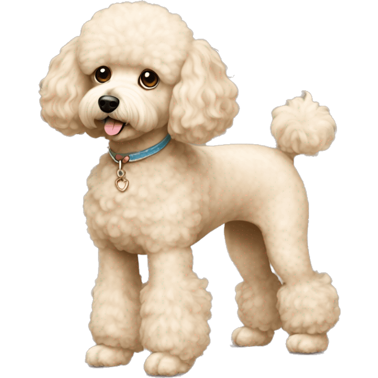 Poodle Bichon mix tan color full body  emoji