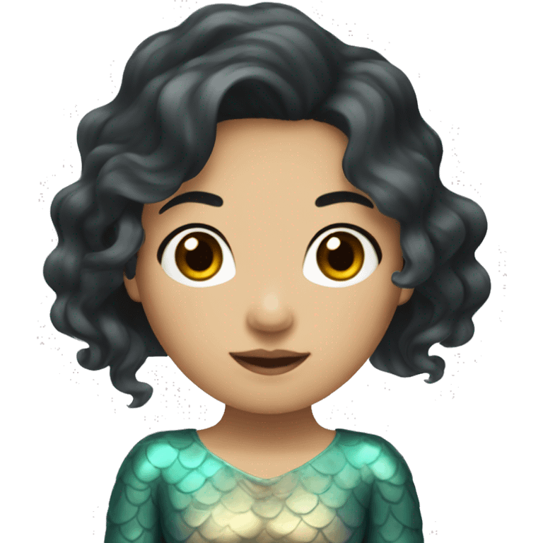 asian mermaid with black wavy hair emoji