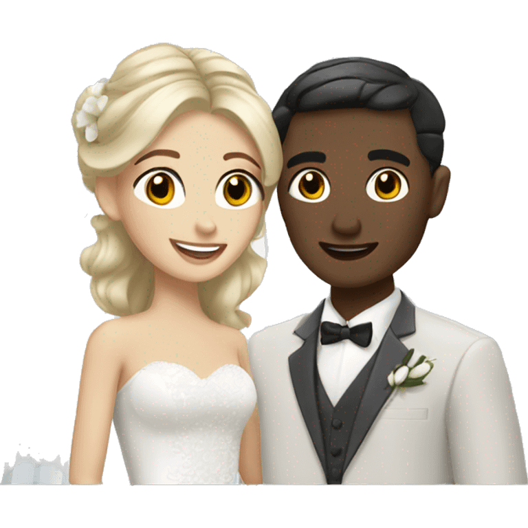 blonde bride and groom with gray-black and hair, Mediterranean skin emoji