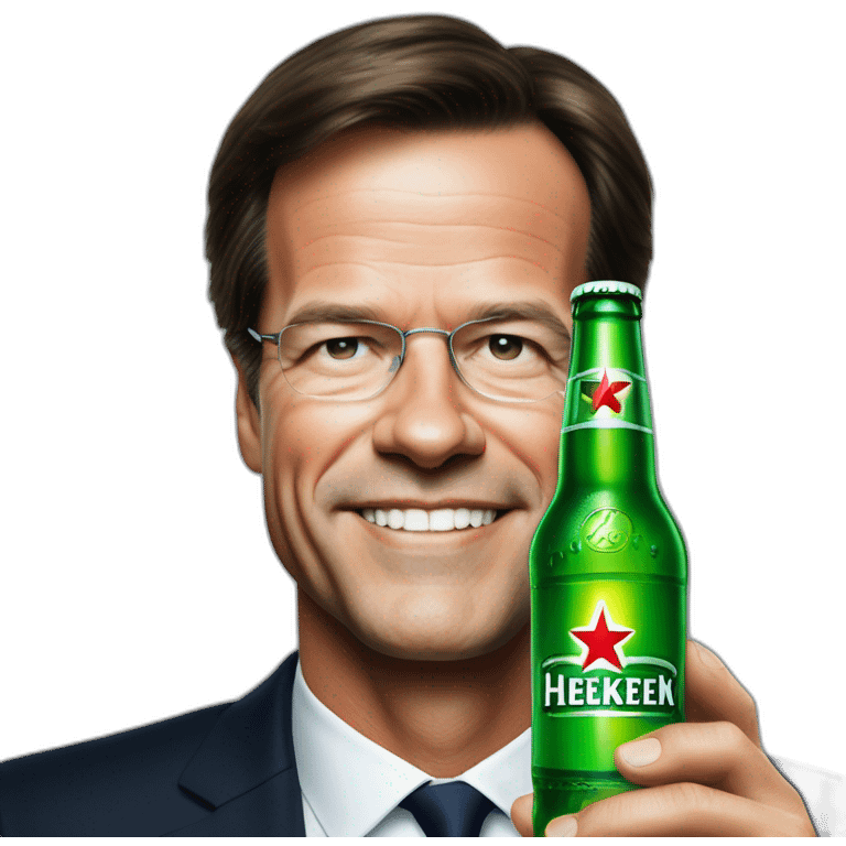 Mark Rutte with a Heineken beer emoji