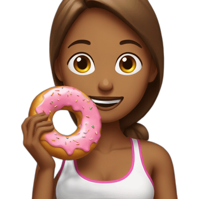 fit woman eating a donut emoji