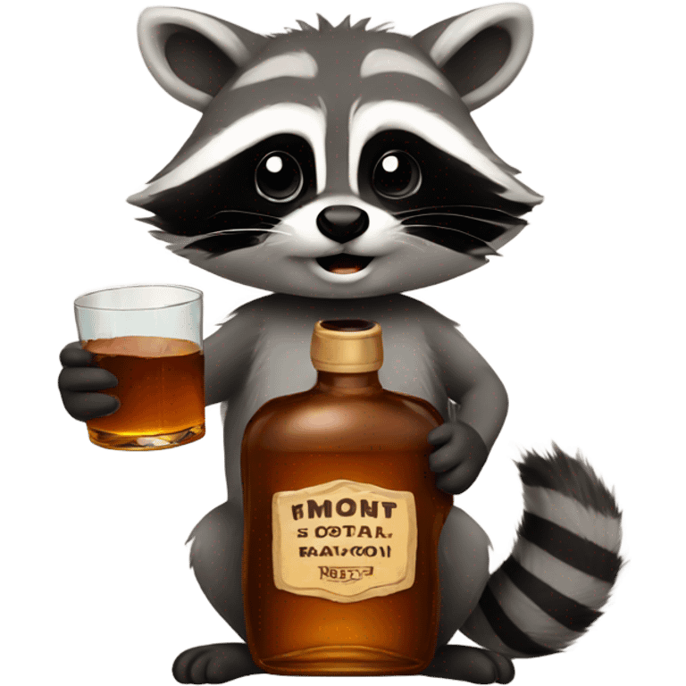 Raccoon with whiskey emoji