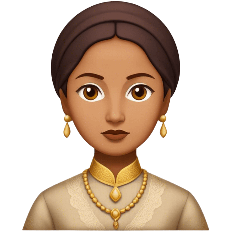 Cinematic Realistic Raden Ajeng Kartini Portrait Emoji, depicted as an inspiring Indonesian feminist icon in period attire with a thoughtful determined gaze, rendered with lifelike textures and warm empowering lighting that captures her pioneering spirit. emoji