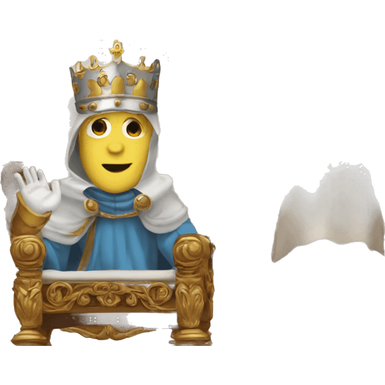 king baldwin IV raising his hand with mask sitting on throne emoji