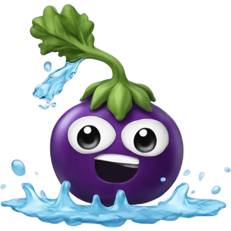 Eggplant shooting water emoji