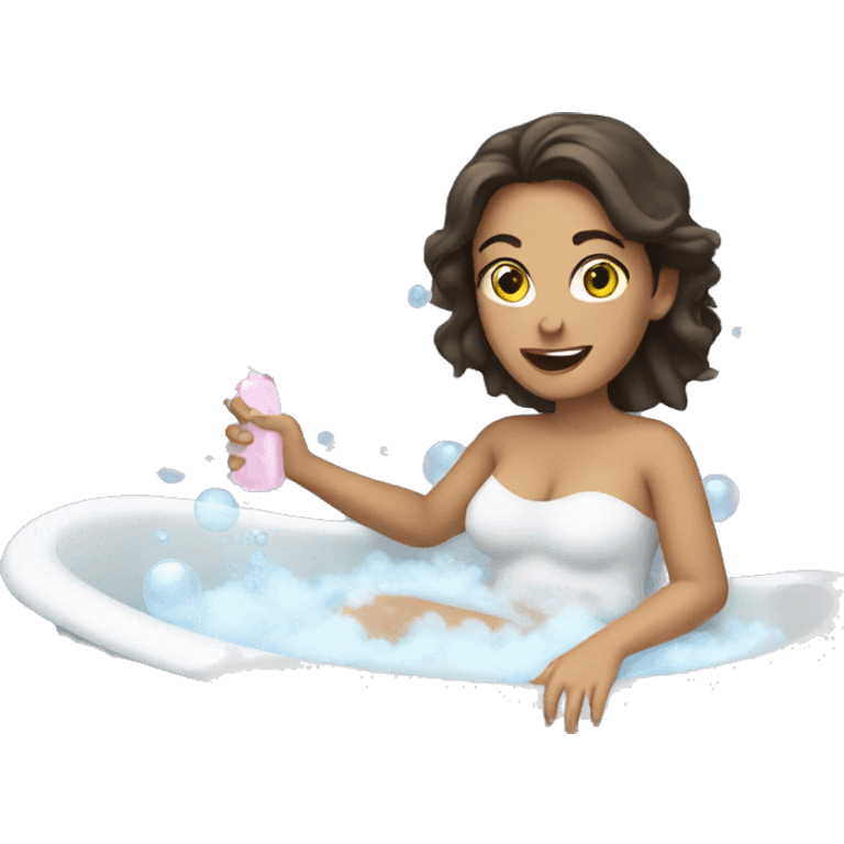 Brunette Woman taking a bubble bath emoji