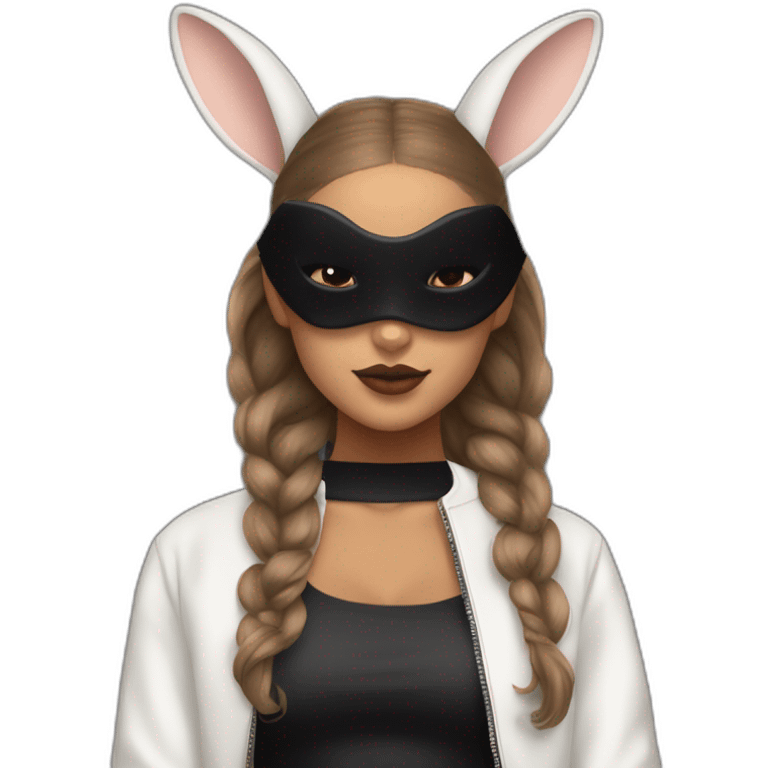 ARIANA GRANDE LA CHANTEUSE dans dangerous woman avec le masque de lapin noir en cuire emoji