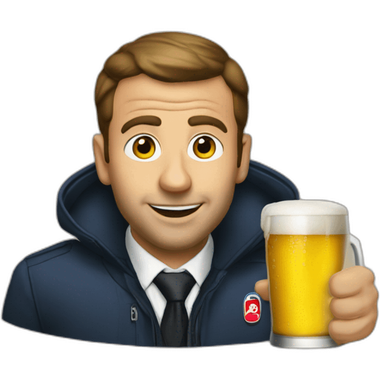 Macron drink à beer emoji