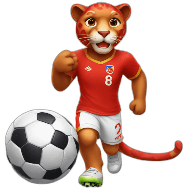 red panther with a soccer ball emoji