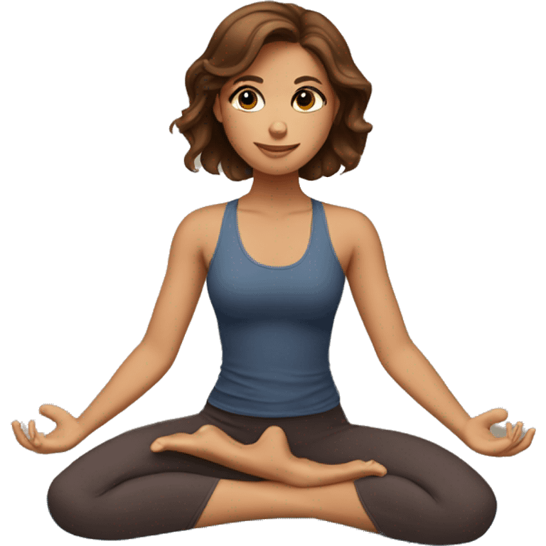 A beautiful girl with brown hair doing yoga emoji