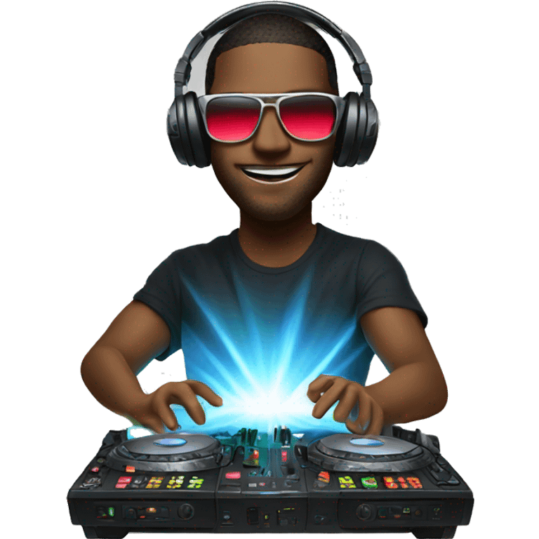 Dj on console with laser lights emoji