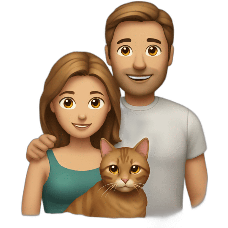 man and woman with brown cat emoji