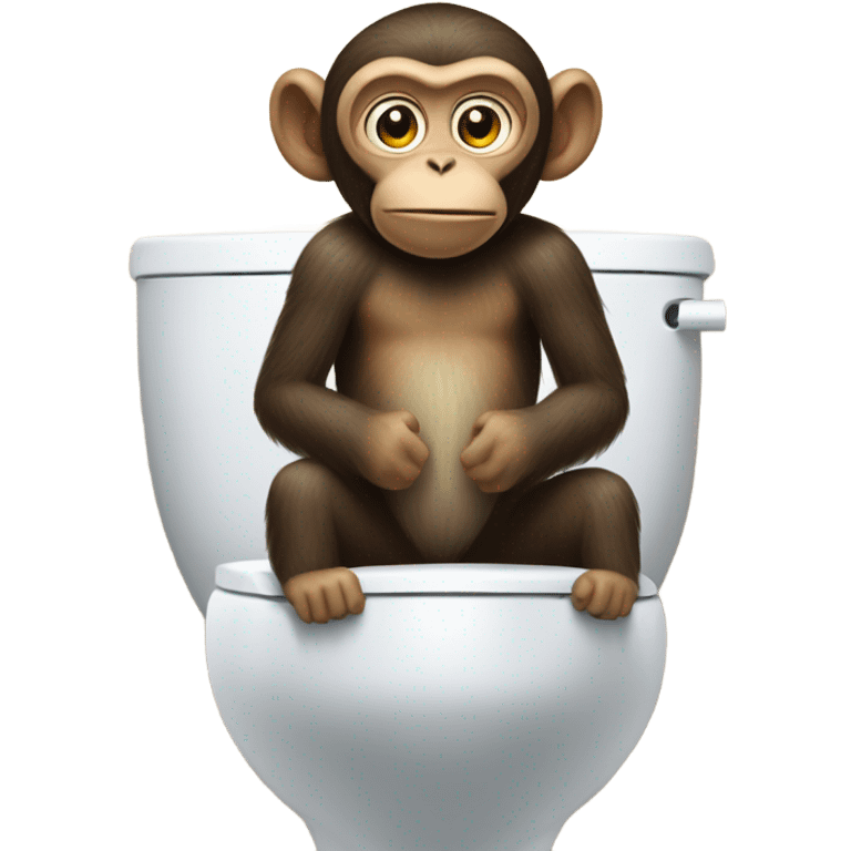 Monkey watching Skibidi toilet with pew pew emoji