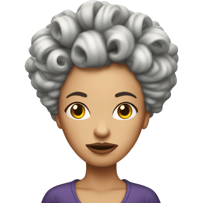 Cranky woman with curlers in her hair emoji