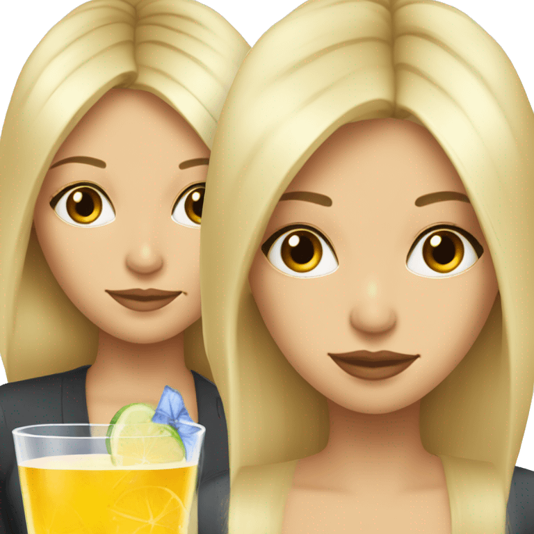 Blonde and straight hair girl sustaining cocktail emoji