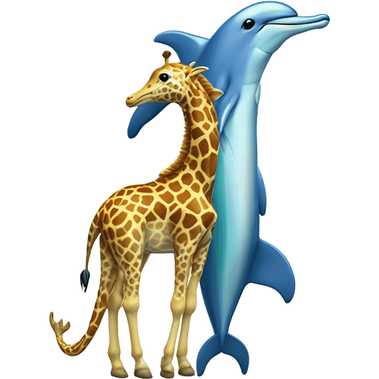 dolphin riding on a giraffe on a infinite rainbow  emoji