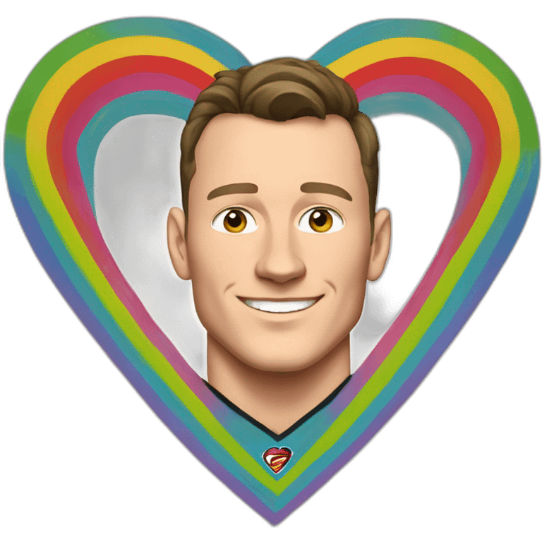 Jonathan Toews inside a rainbow heart emoji