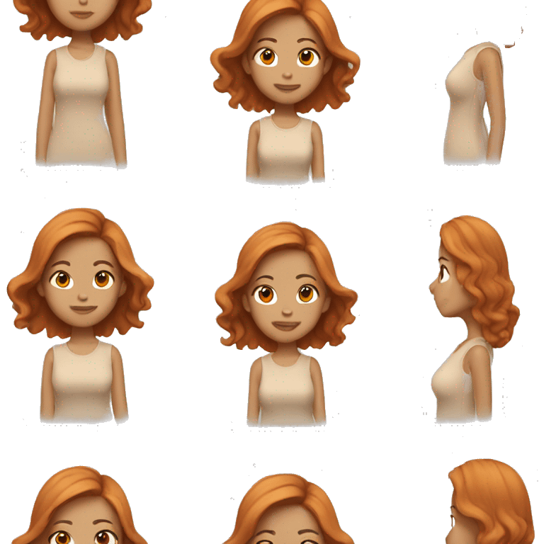 Tan Asain girl with long orange wavy hair  emoji